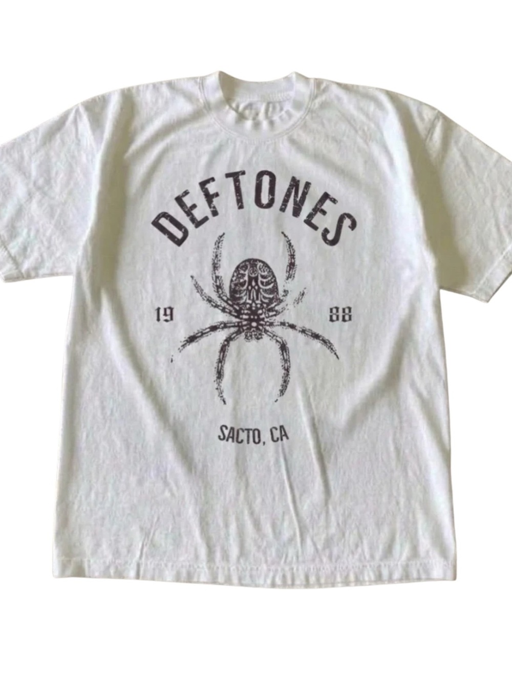 Gildan White T-Shirt with Black Deftones Spider Print